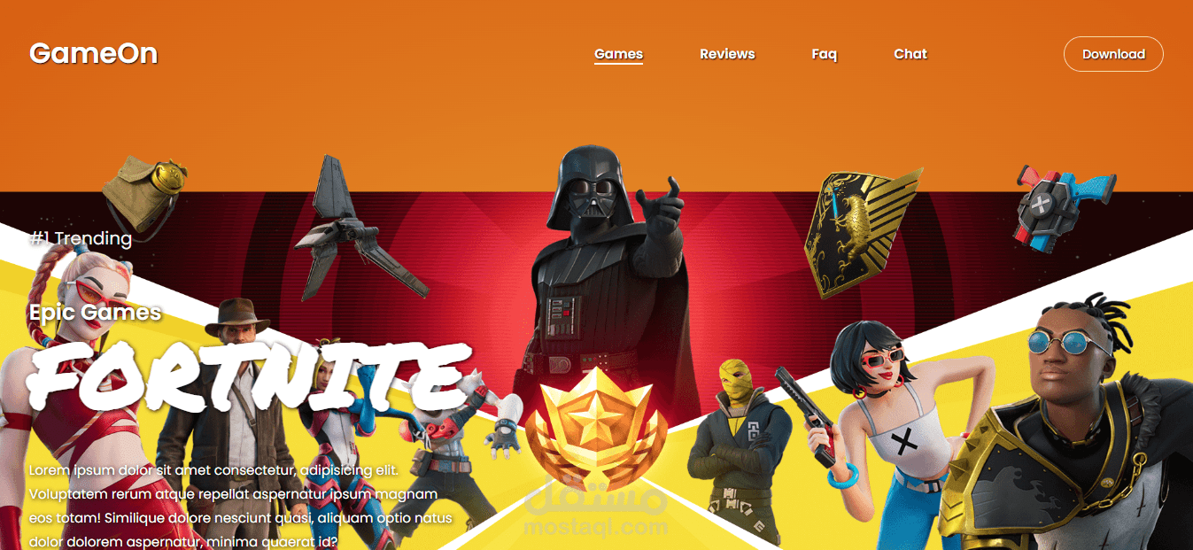 صفحة هبوط للعبة Fortnite