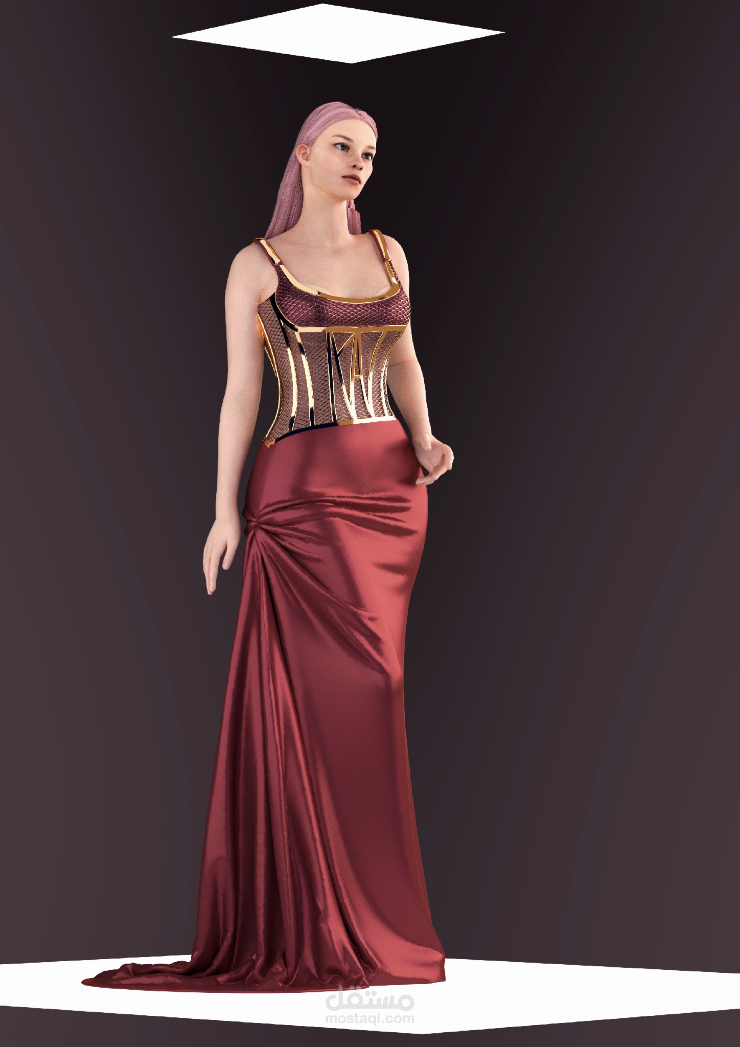 Elegant Metallic Corset Evening Gown