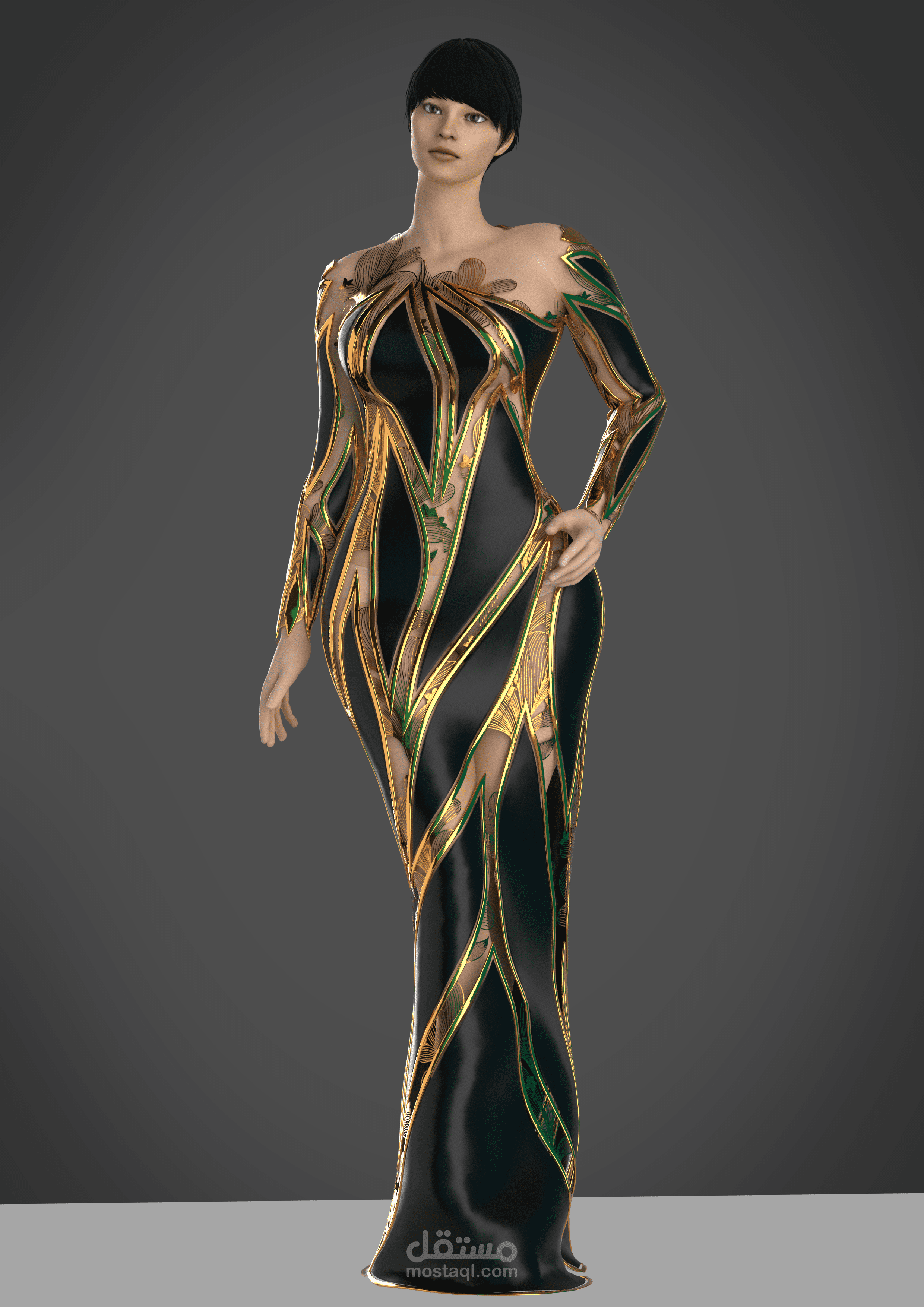 Golden Enigma Couture Gown