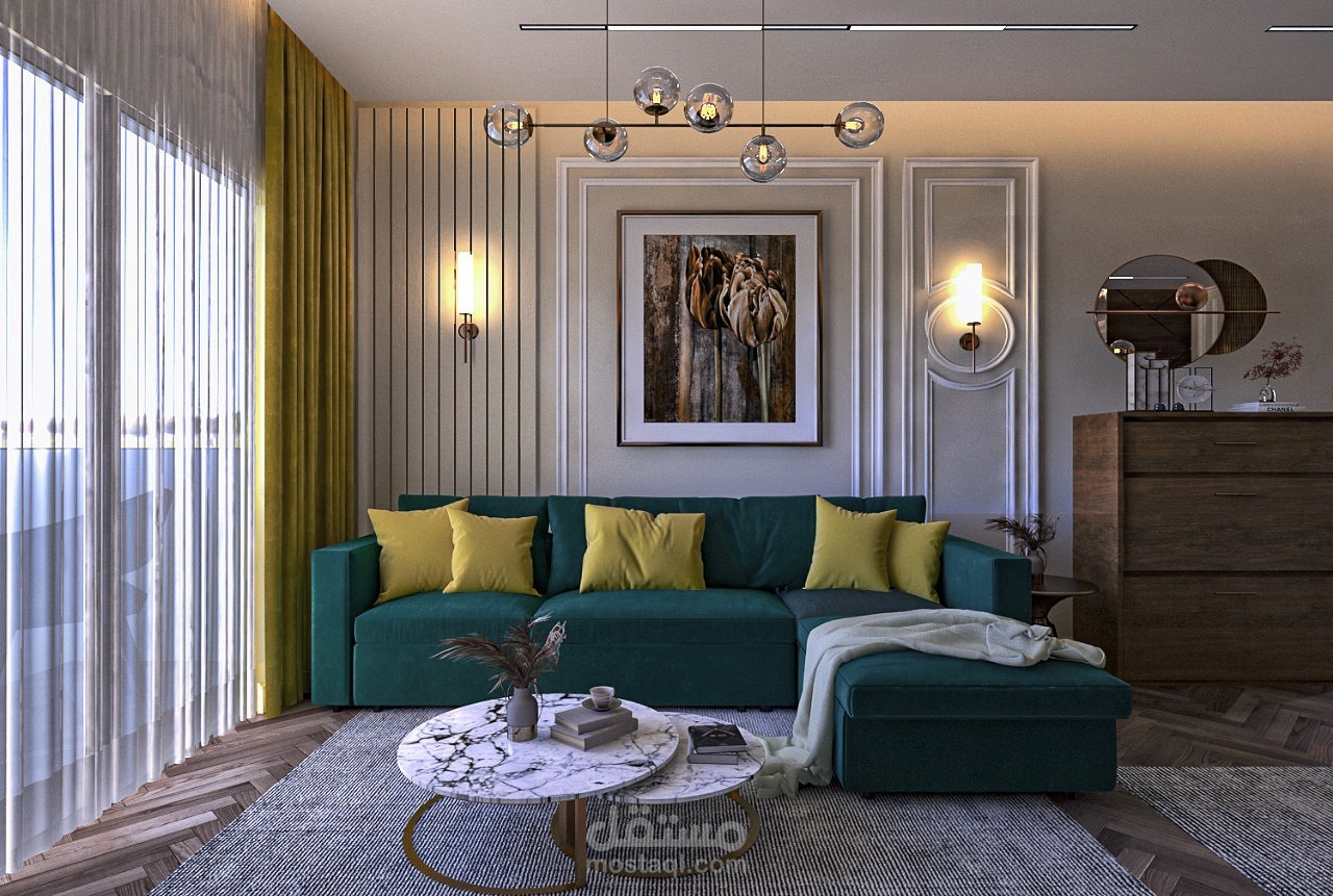 تصميم استقبال شقة صغيرة