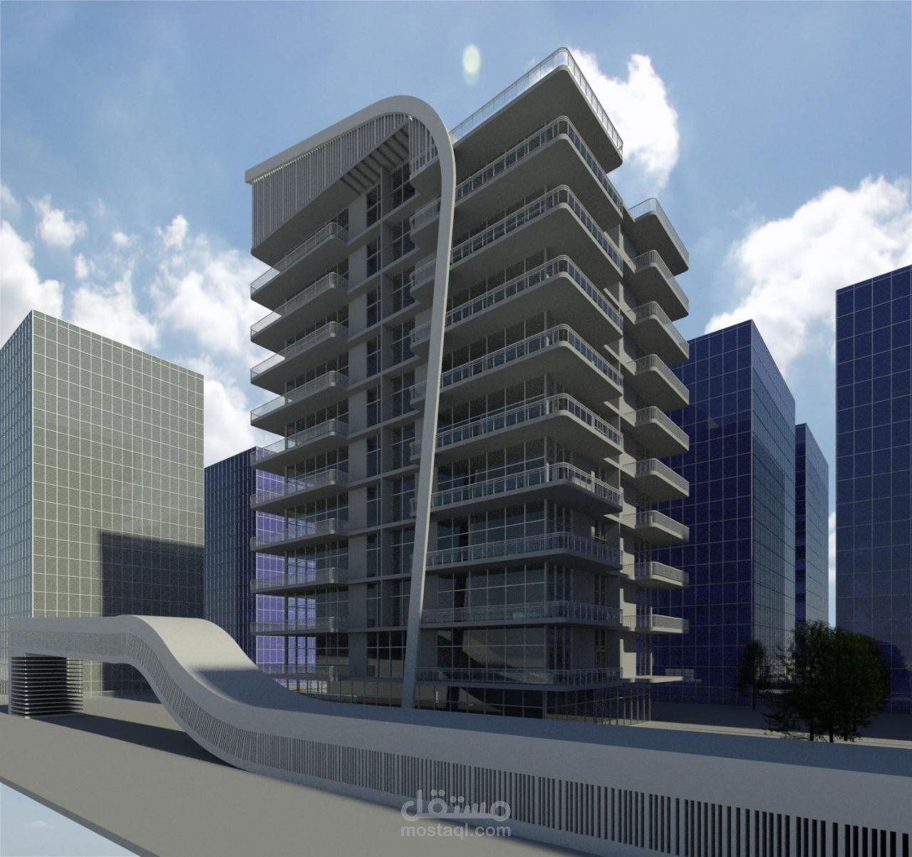 برج تجاري بتصميم عصري