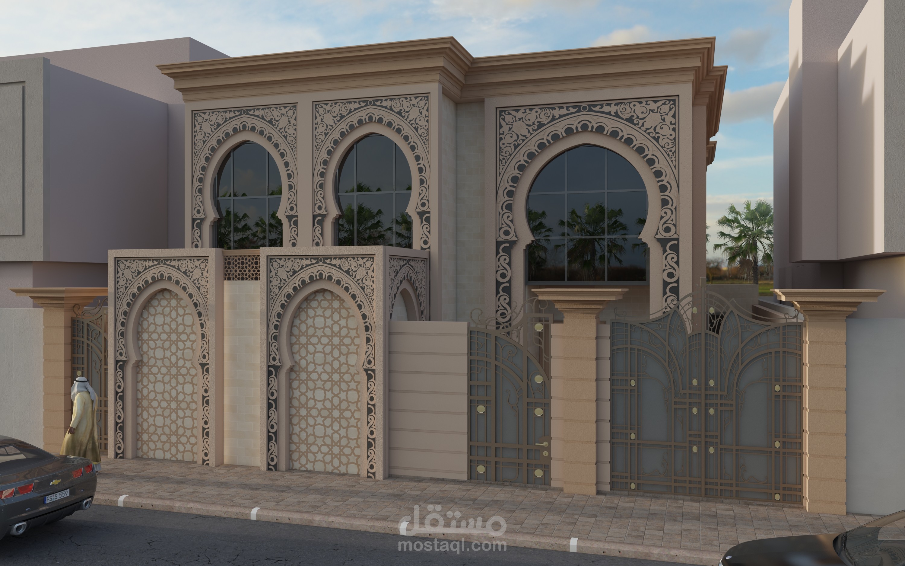واجهه فيلا على الطراز الاندلسي