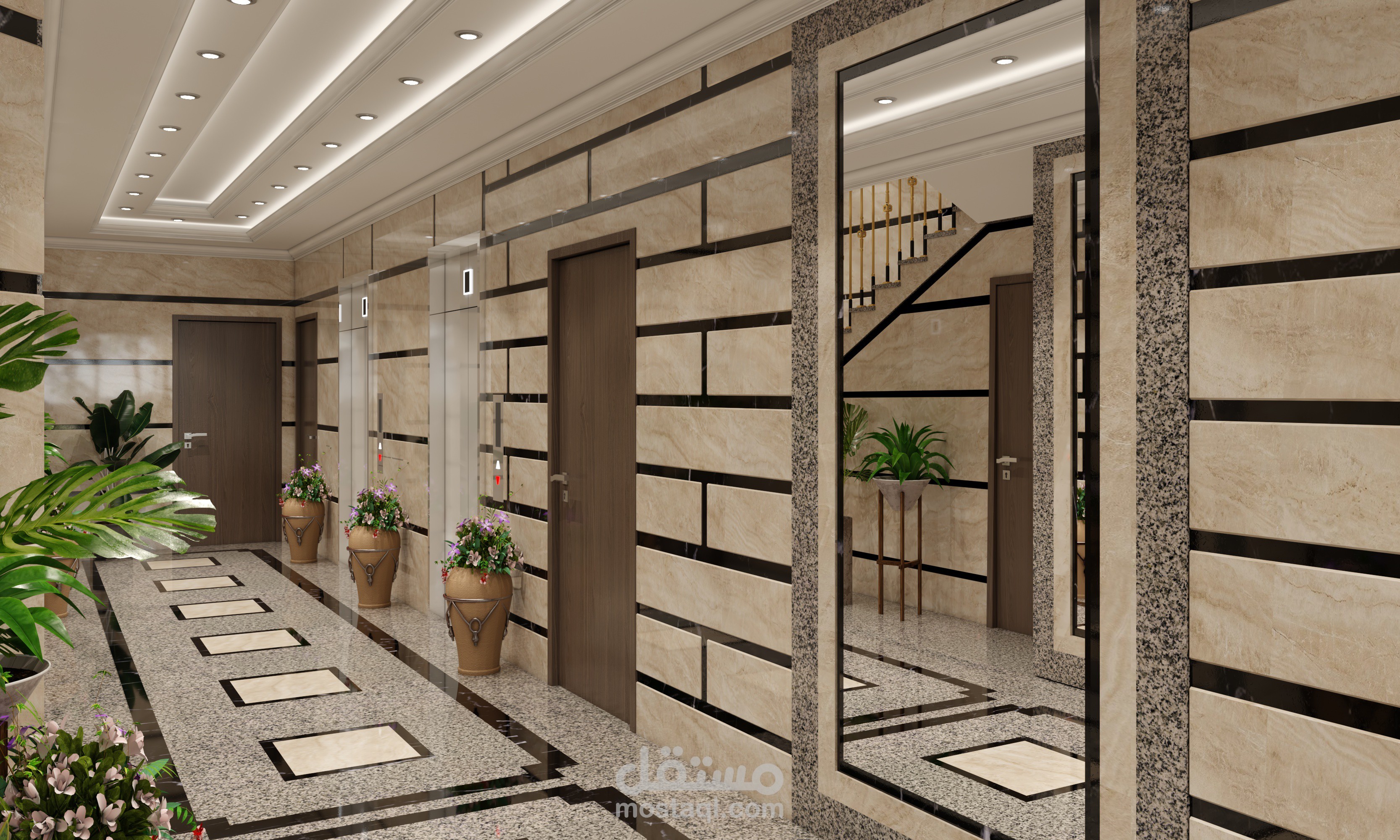 مدخل رخامى لبرج سكنى