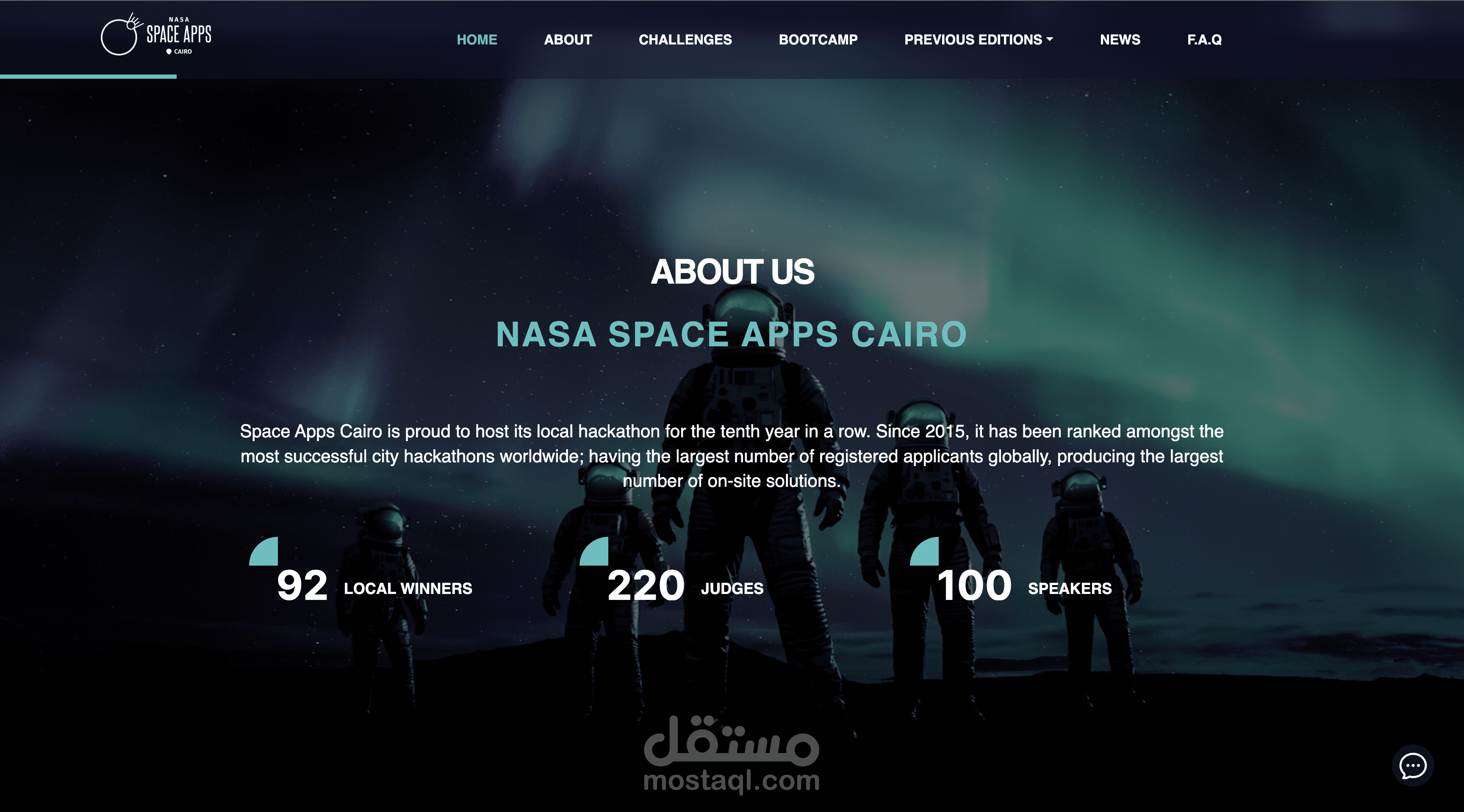 تطوير موقع  Nasa Space Apps Cairo