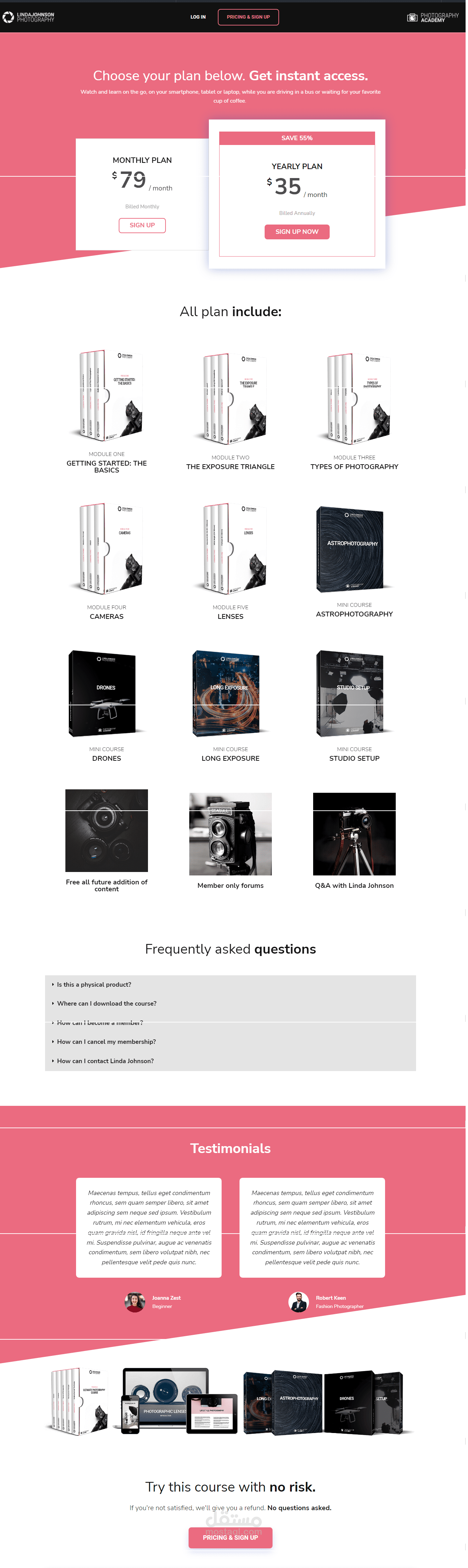 تصميم صفحة Membership Course Templates