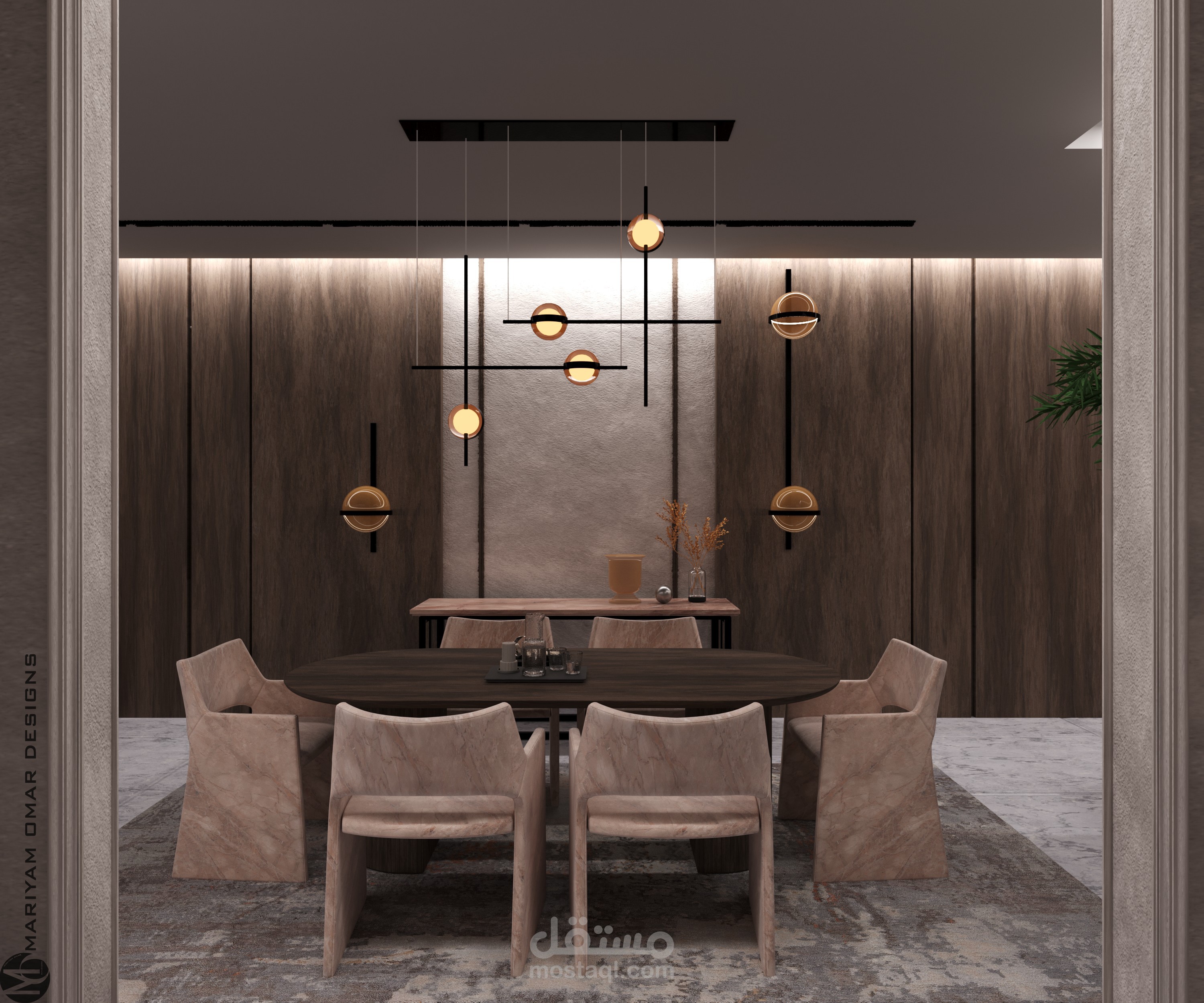 تصميم منطقة استقبال RECEPTION  لشقة سكنية