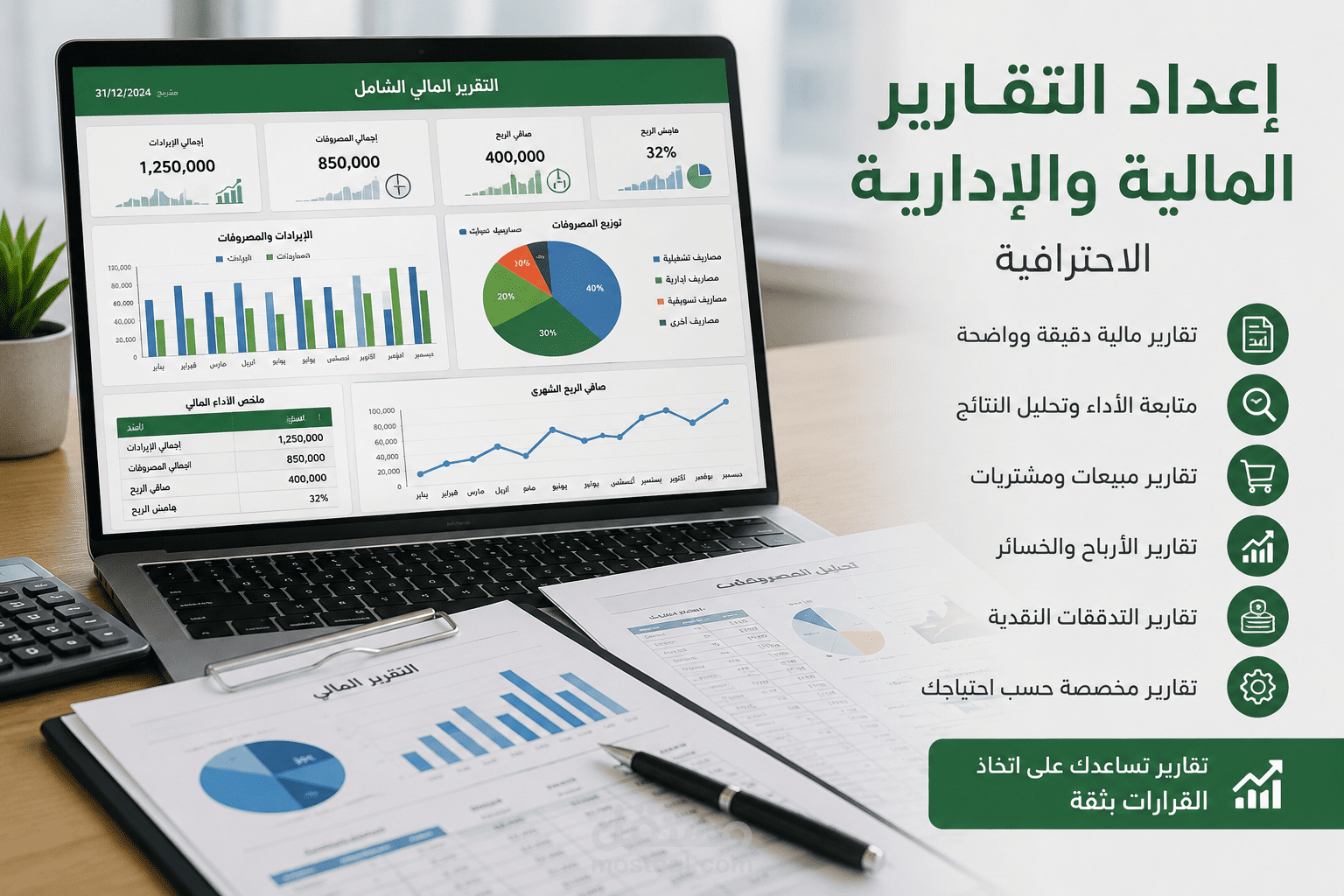 إعداد التقارير المالية والإدارية الاحترافية
