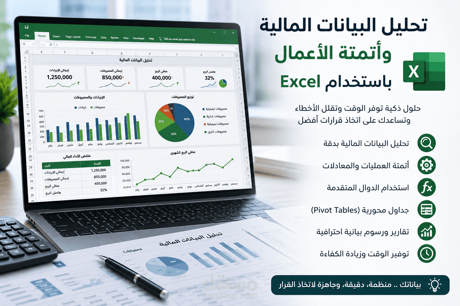 تحليل البيانات المالية وأتمتة الأعمال باستخدام Excel