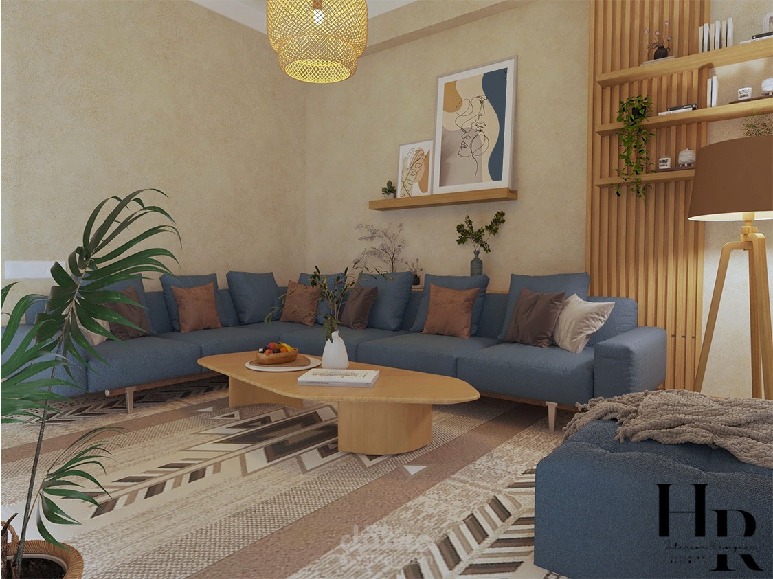 تصميم غرفة معيشة عصرية ثلاثية الأبعاد