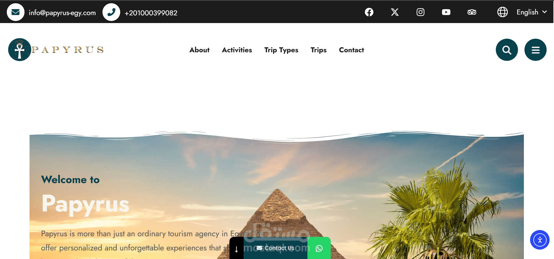 تحسين وتطوير موقع سياحي متعدد اللغات Papyrus Egy Website (Tourism – Hurghada)
