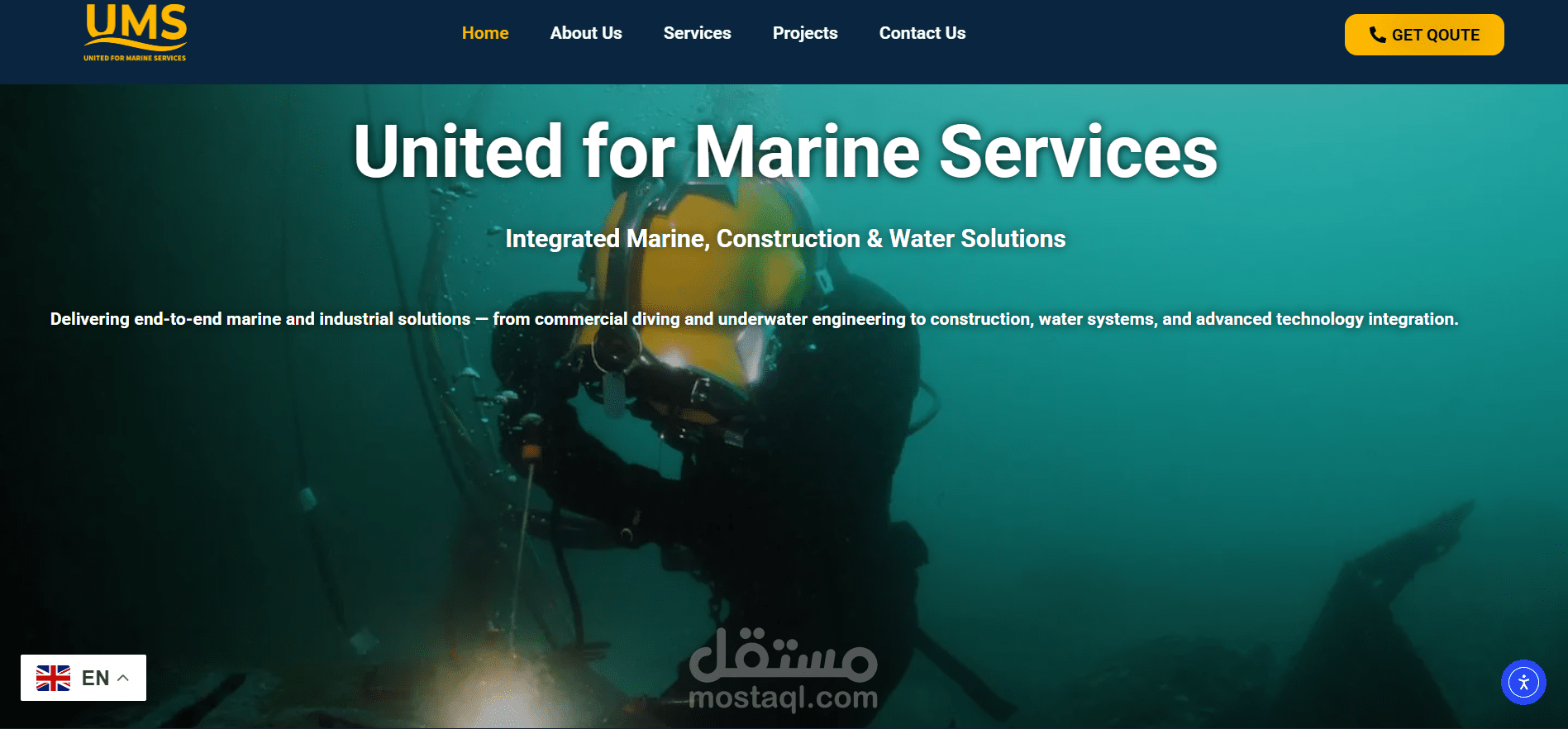 تطوير موقع شركة خدمات بحرية وبنية رقمية متكاملة. UMS – United for Marine Services (Qatar)