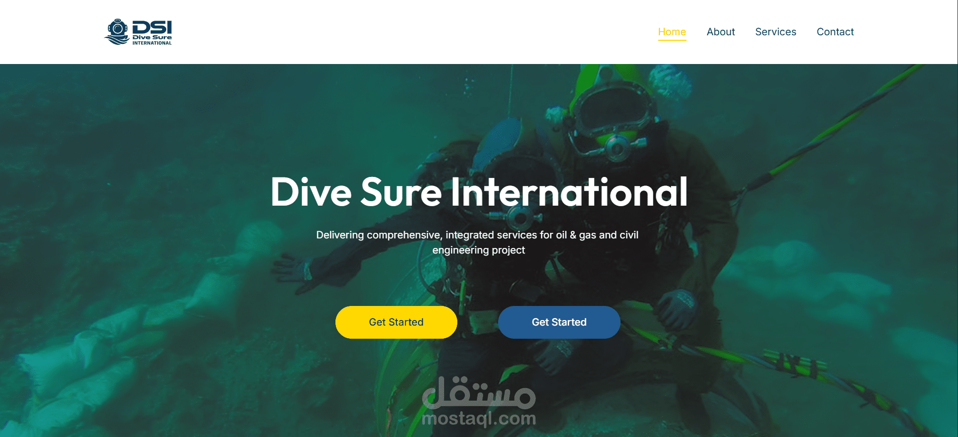 تطوير موقع شركة خدمات غوص وخدمات بحرية Dive Sure International Website