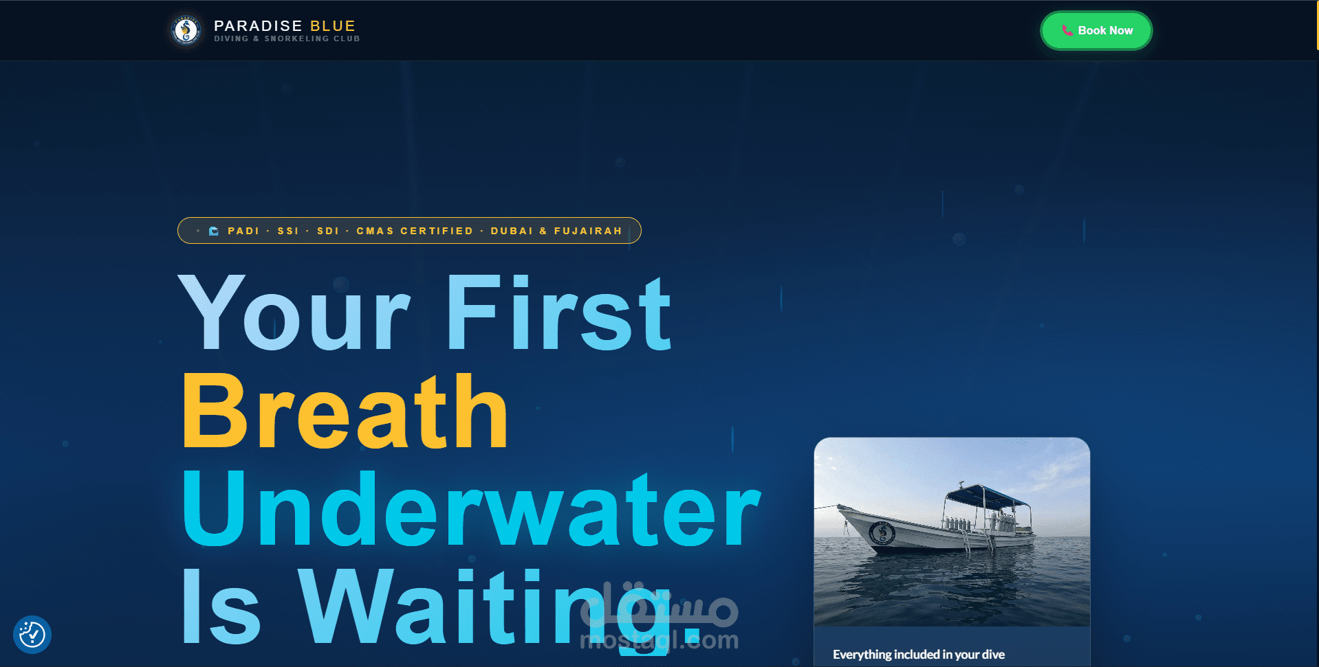 Landing Page احترافية لتوليد العملاء والحجوزات لمركز غوص
