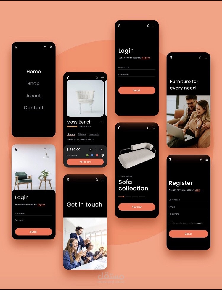 بعض اعمالي في تصميم mobile app