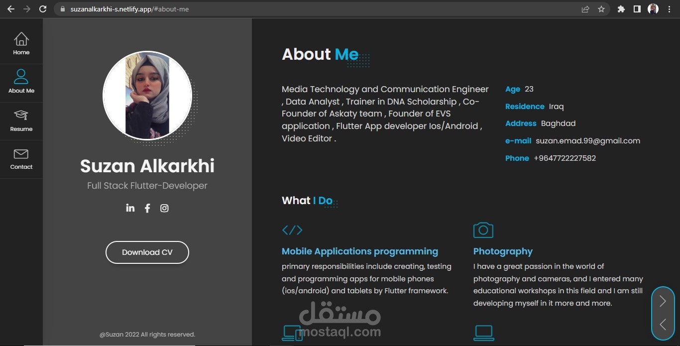 انشاء CV website ( animated CV )