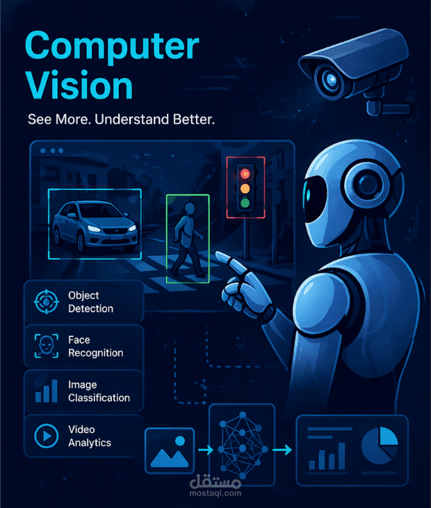 سأقوم ببناء نظام رؤية حاسوبية (Computer Vision) لتحليل الصور والفيديو