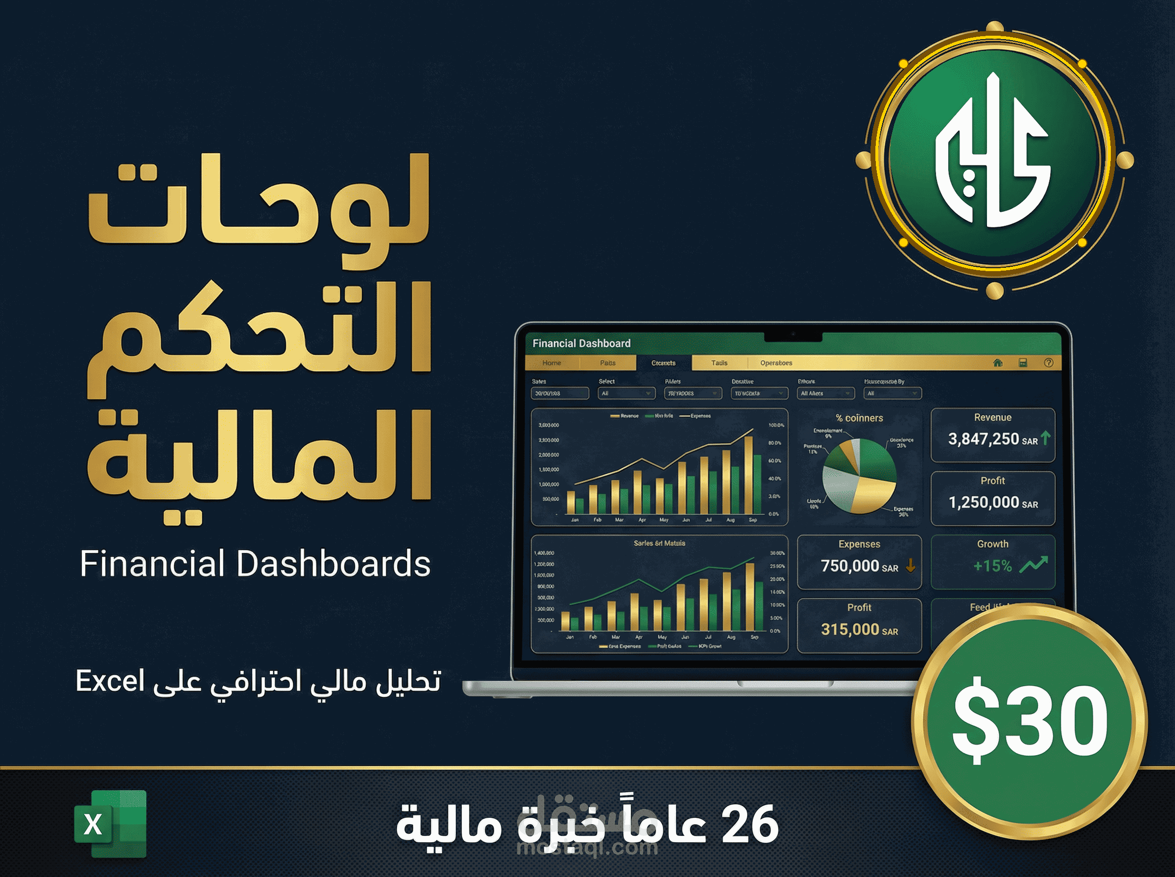 تصميم لوحات تحكم مالية (Financial Dashboards)
