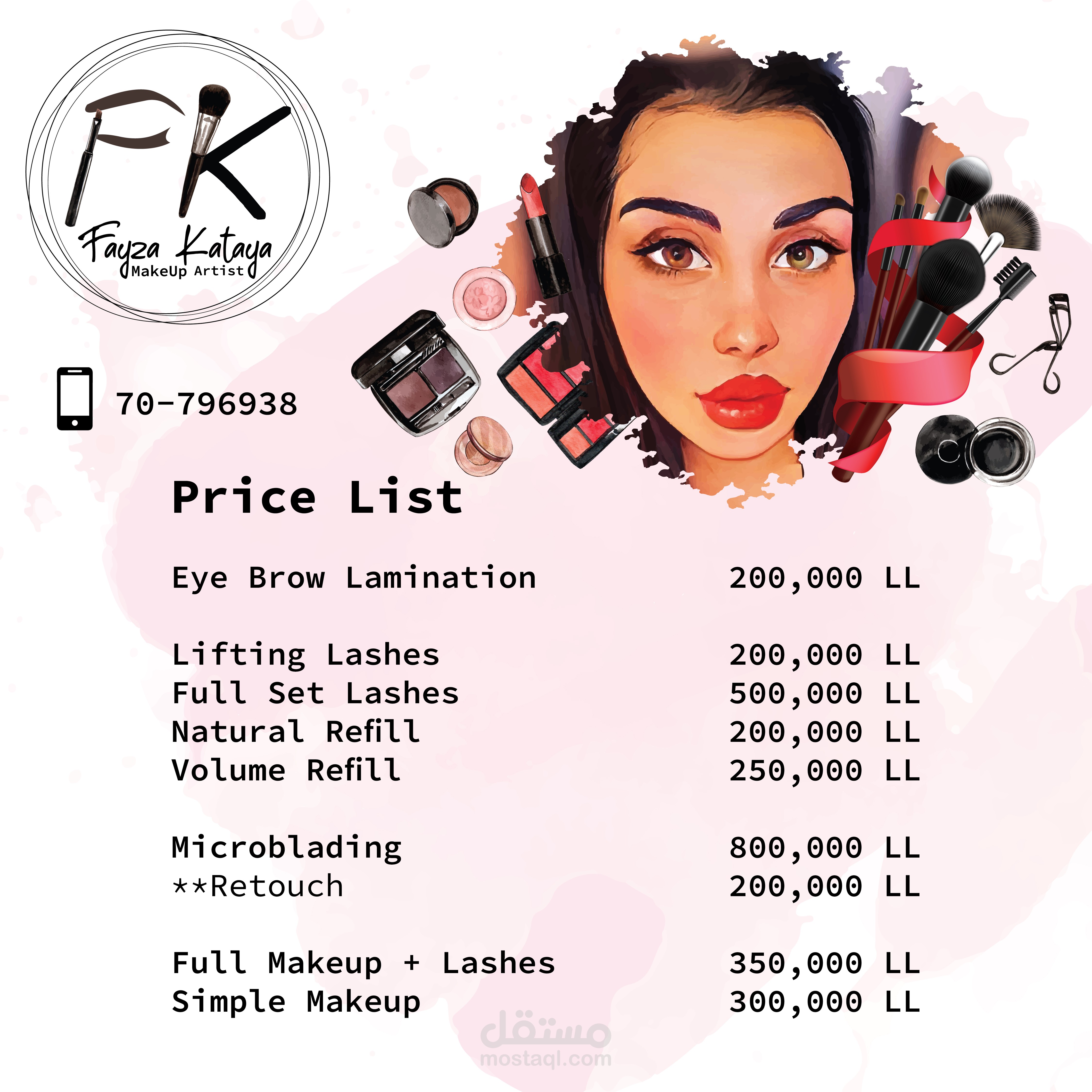 Make up artist logo & price list