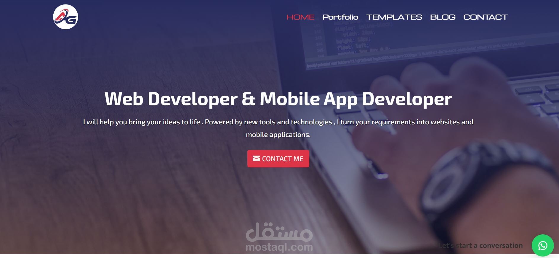 موقع شخصي لعرض الأعمال و كتابة مقالات حول البرمجة.