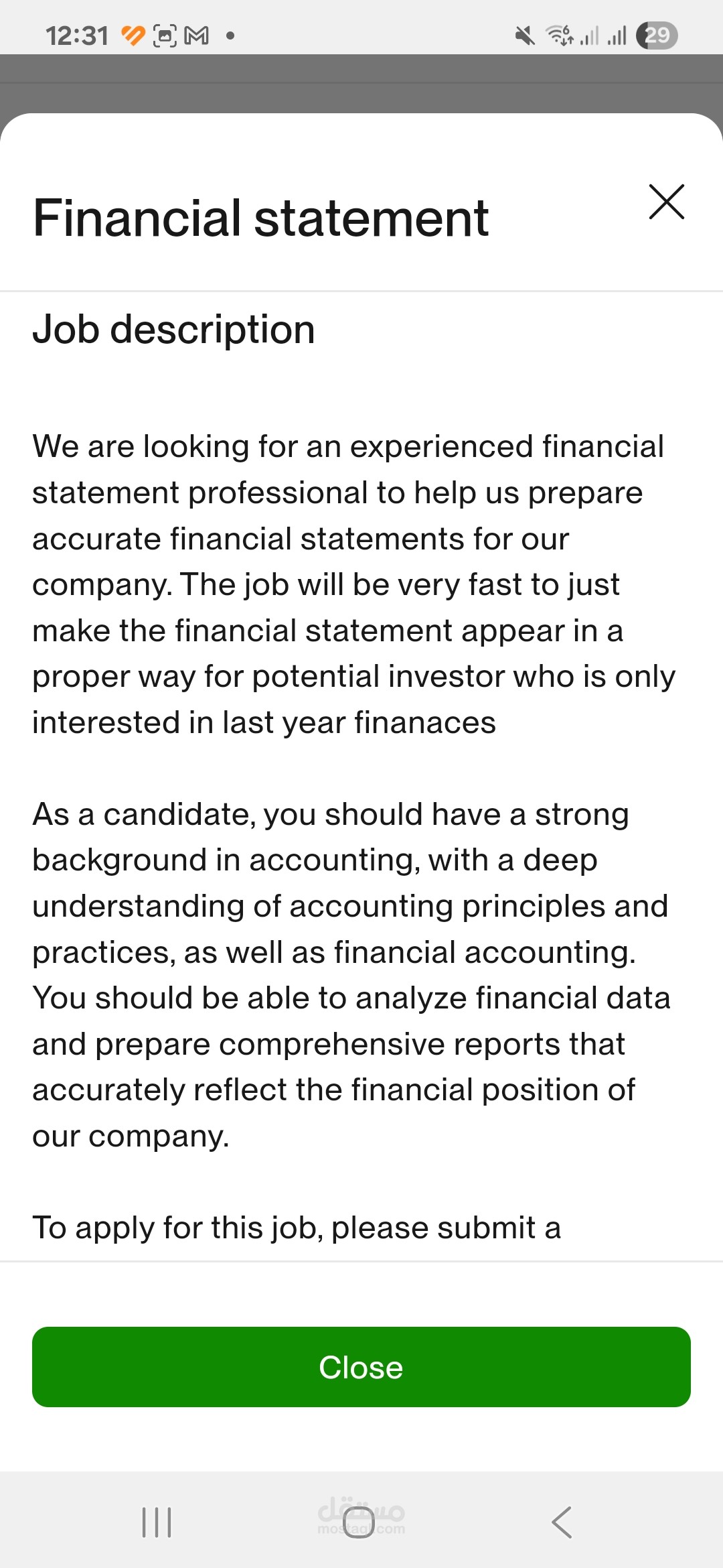 Financial statement