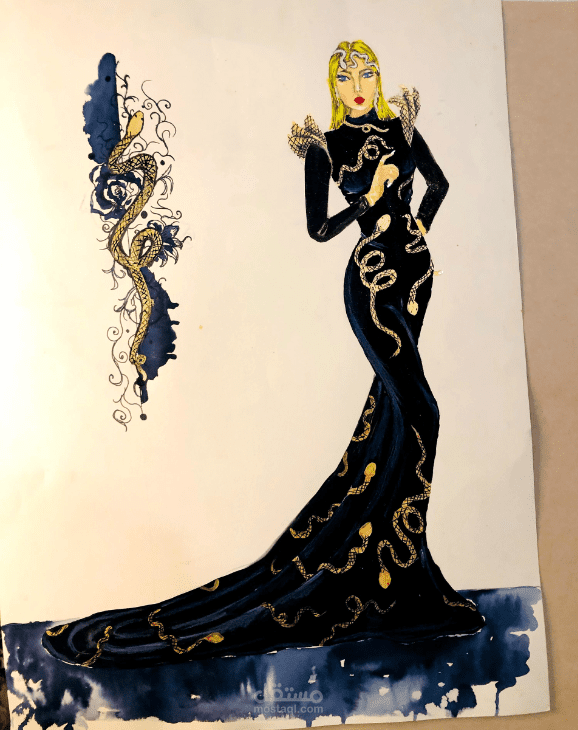 تصميم فستان سهرة بقصة الميرميد