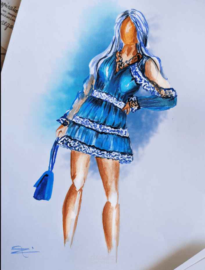 تصميم فستان سهرة شيفون