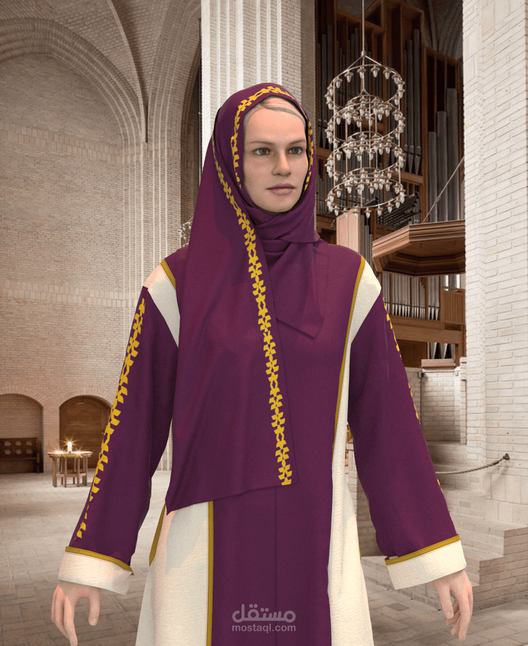 تصميم عباءه خليجي 3d