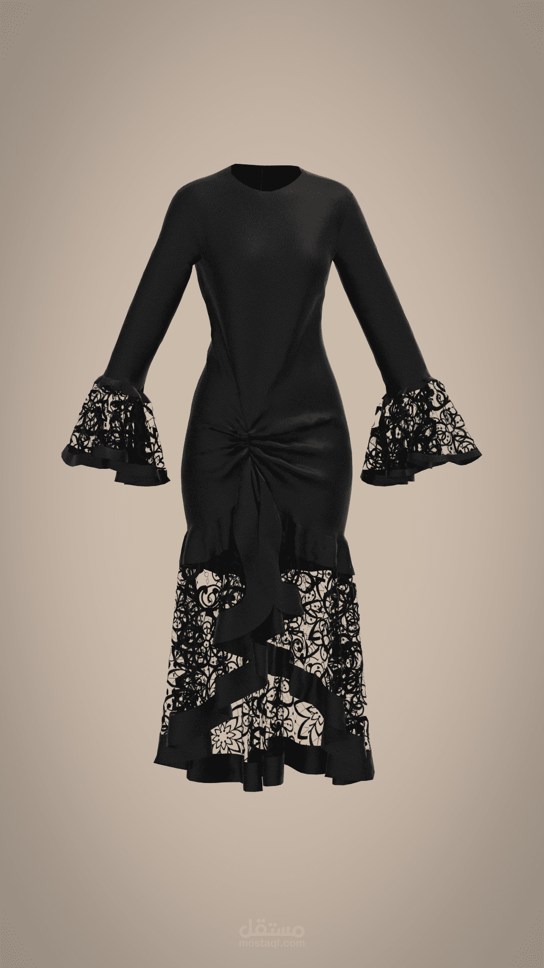 فستان قطيفه اسود بواسطه clo3d