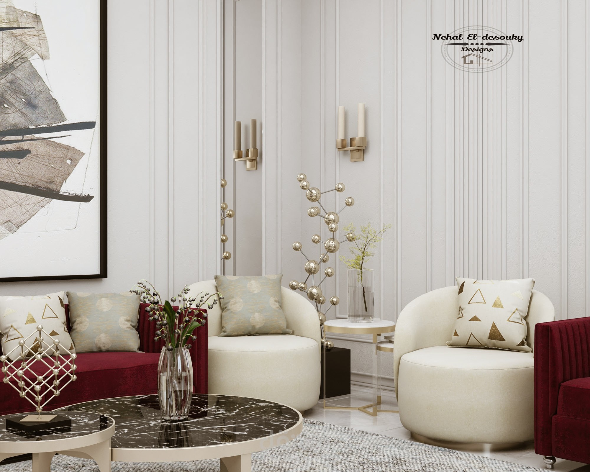 تصميم داخلي لمجلس نسائي.