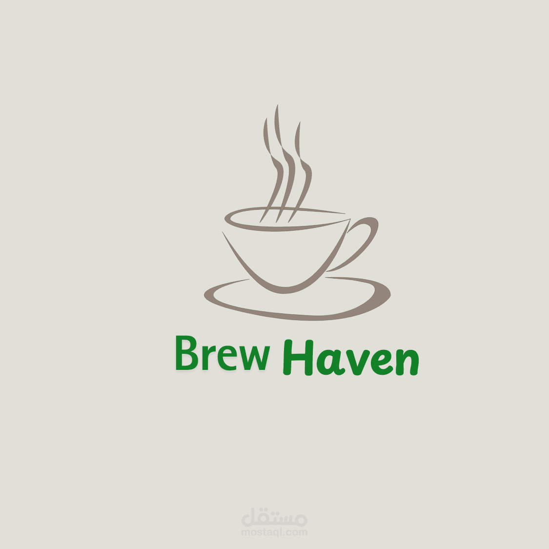 تصميم شعار لمقهى عصري يحمل اسم "Brew Haven"