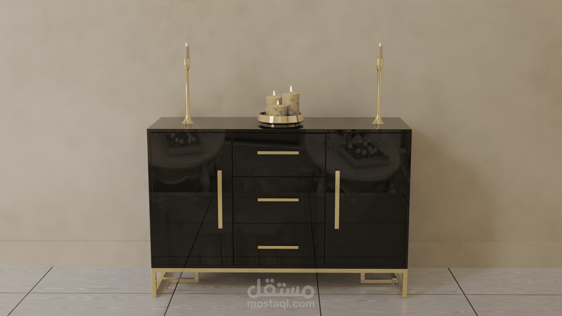 بوفيه سوداء لون 3d