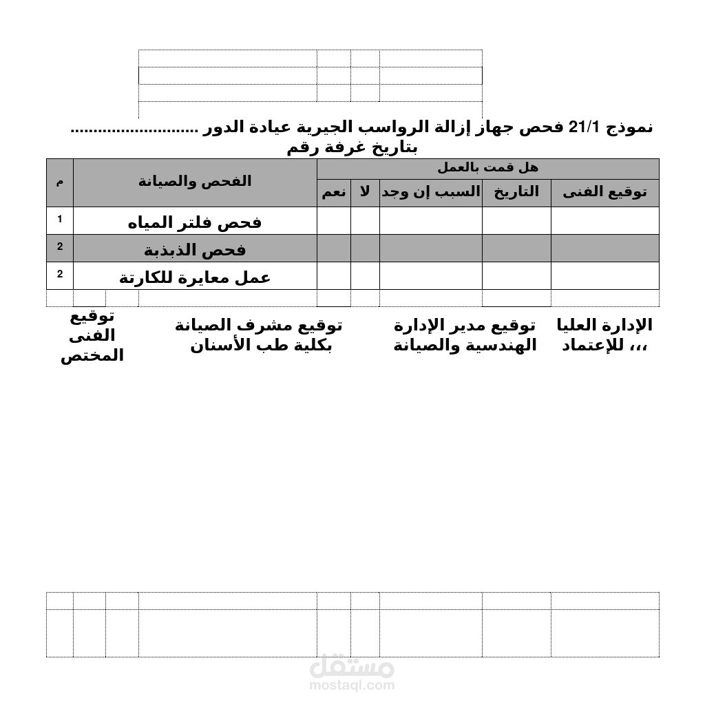 نماذج اعمال صيانة على الورد والاكسيل