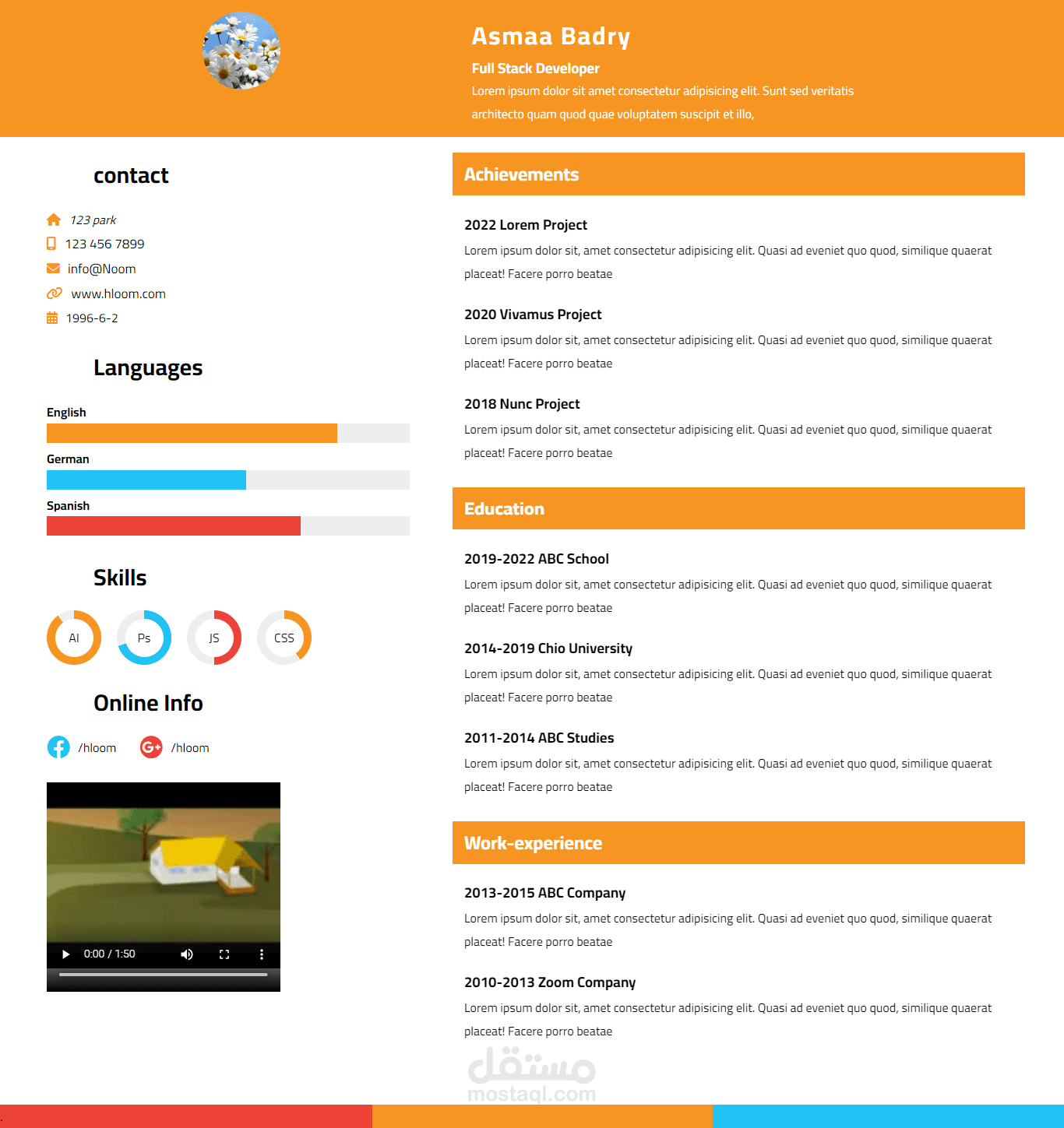 Simple CV (Using HTML5 & CSS3 and JS)