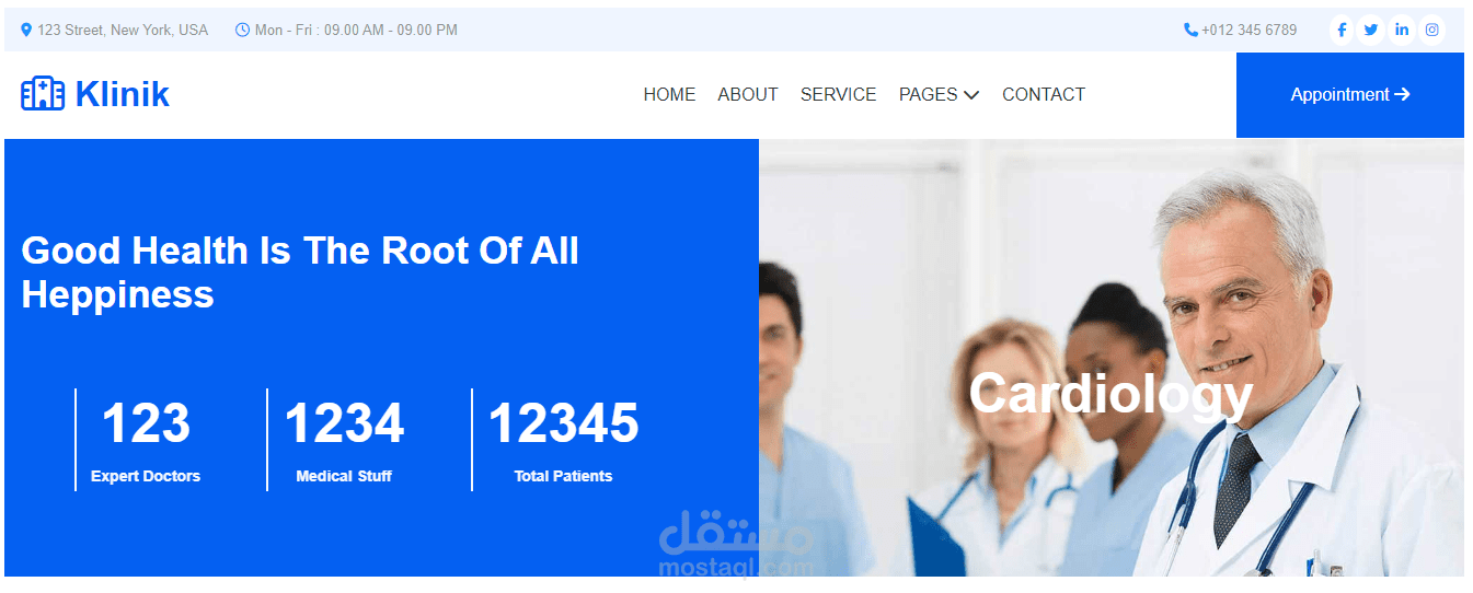 Klinik project html css   تصميم موقع إلكتروني جذاب ومتميز