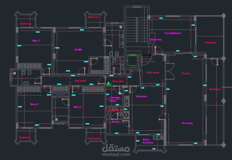 تصميم مخططات الكهرباء  لعمارة سكنية