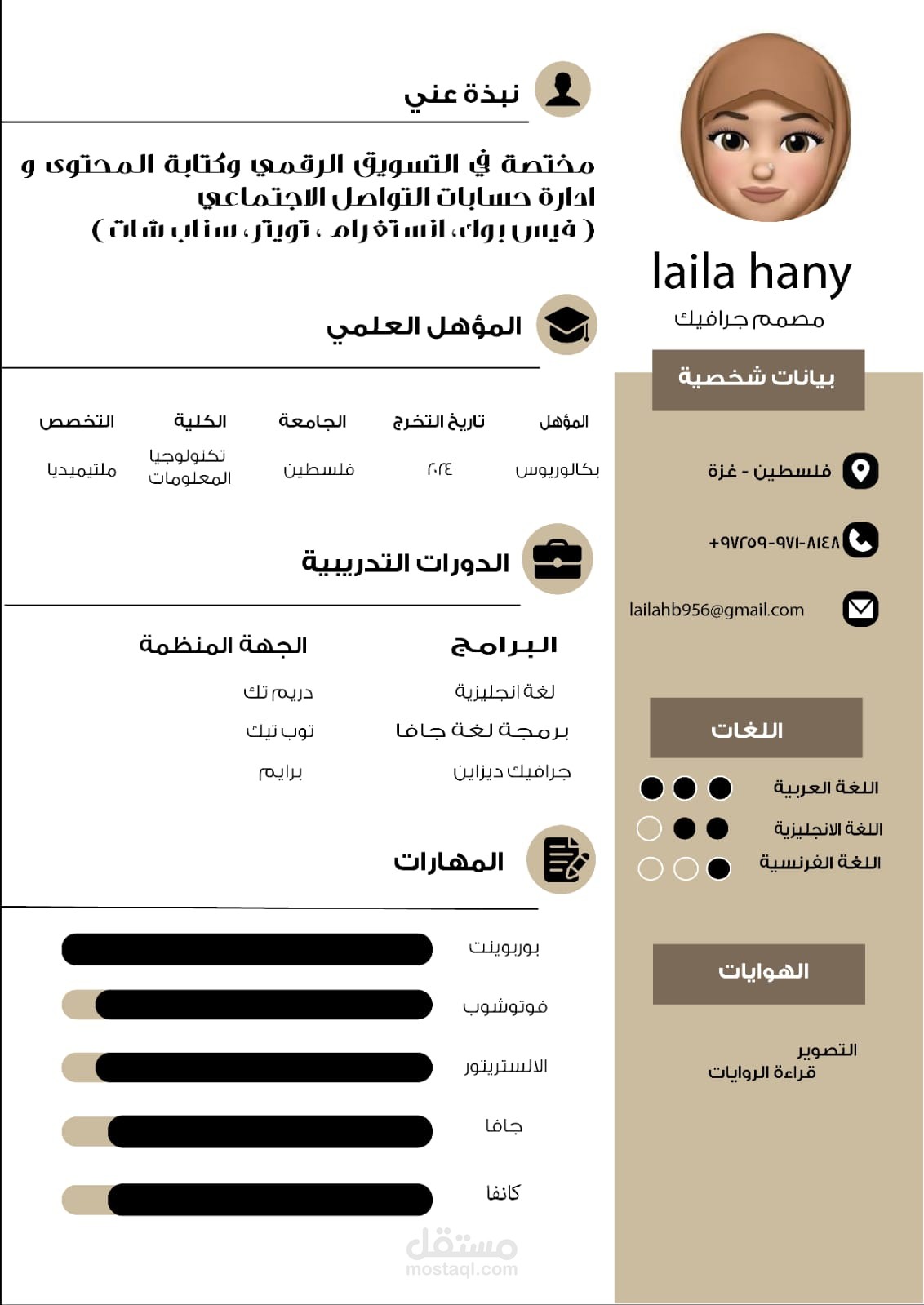 تصميم سيرة ذاتية( cv) بإبداع ودقة عالية