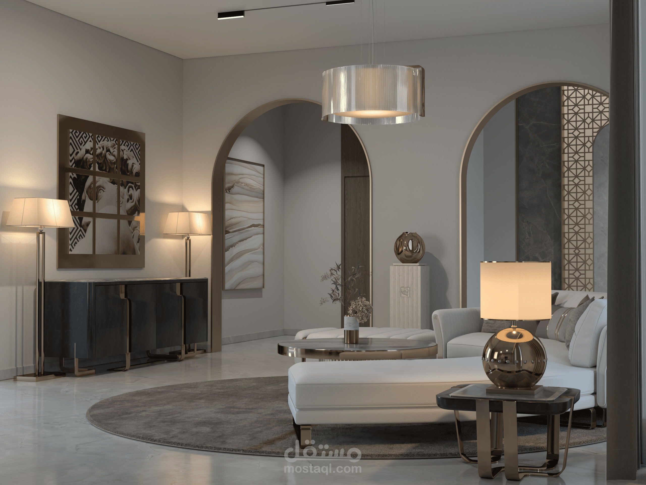 تصميم داخلي لصالون نساء.