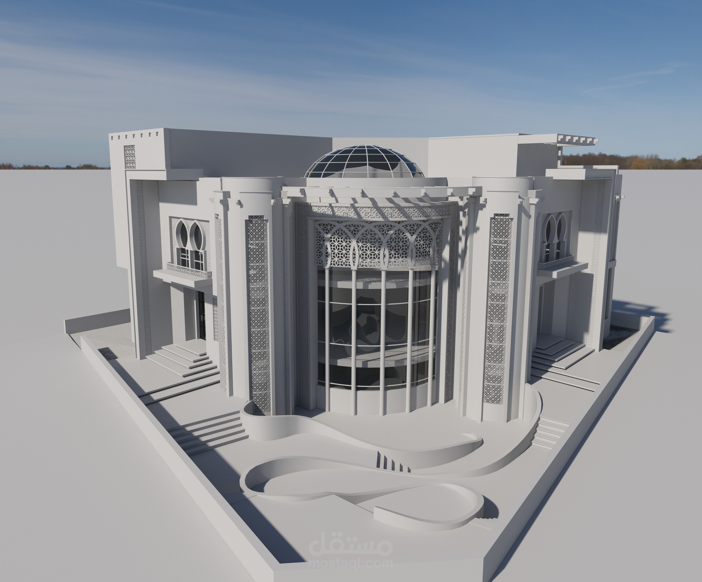 تصميم لواجه فيلا طراز اسلامي