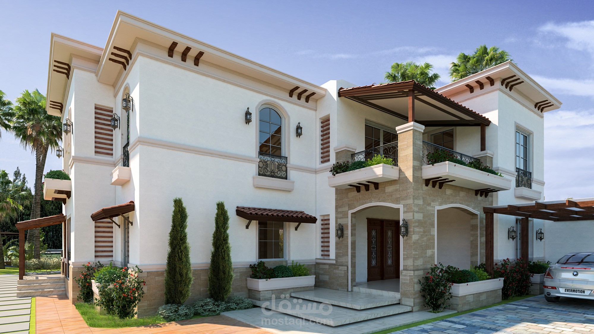 اعاد تصميم واجهة فيلا بعد البناء