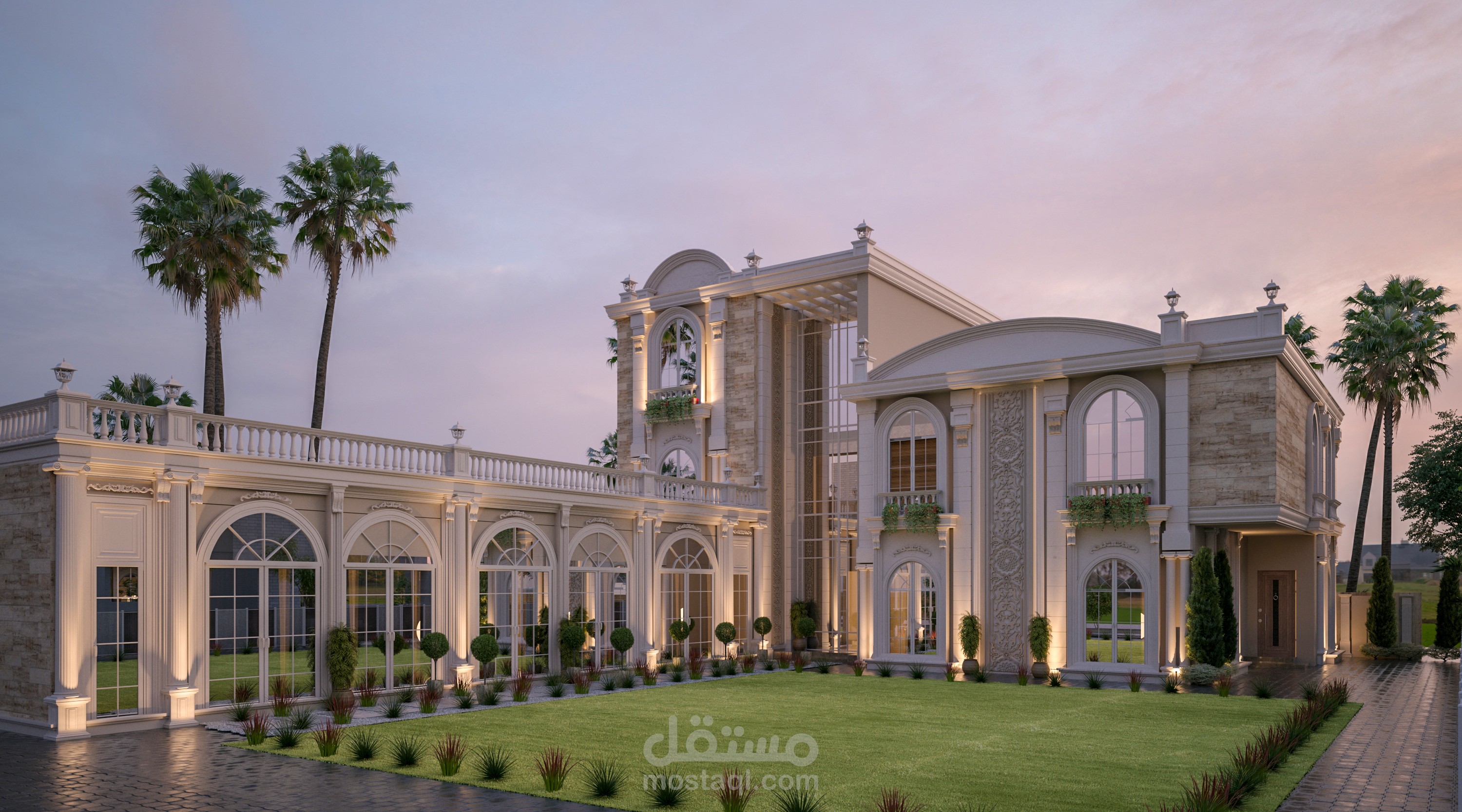 تصميم خارجي لفيلا كلاسيك بالسعودية