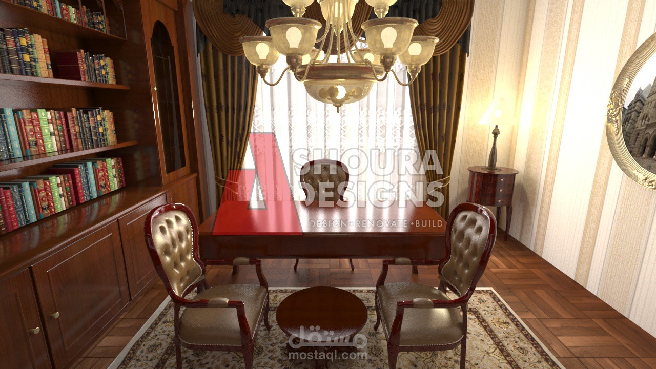 تصميم غرفة مكتب بفيلا قطر الندى