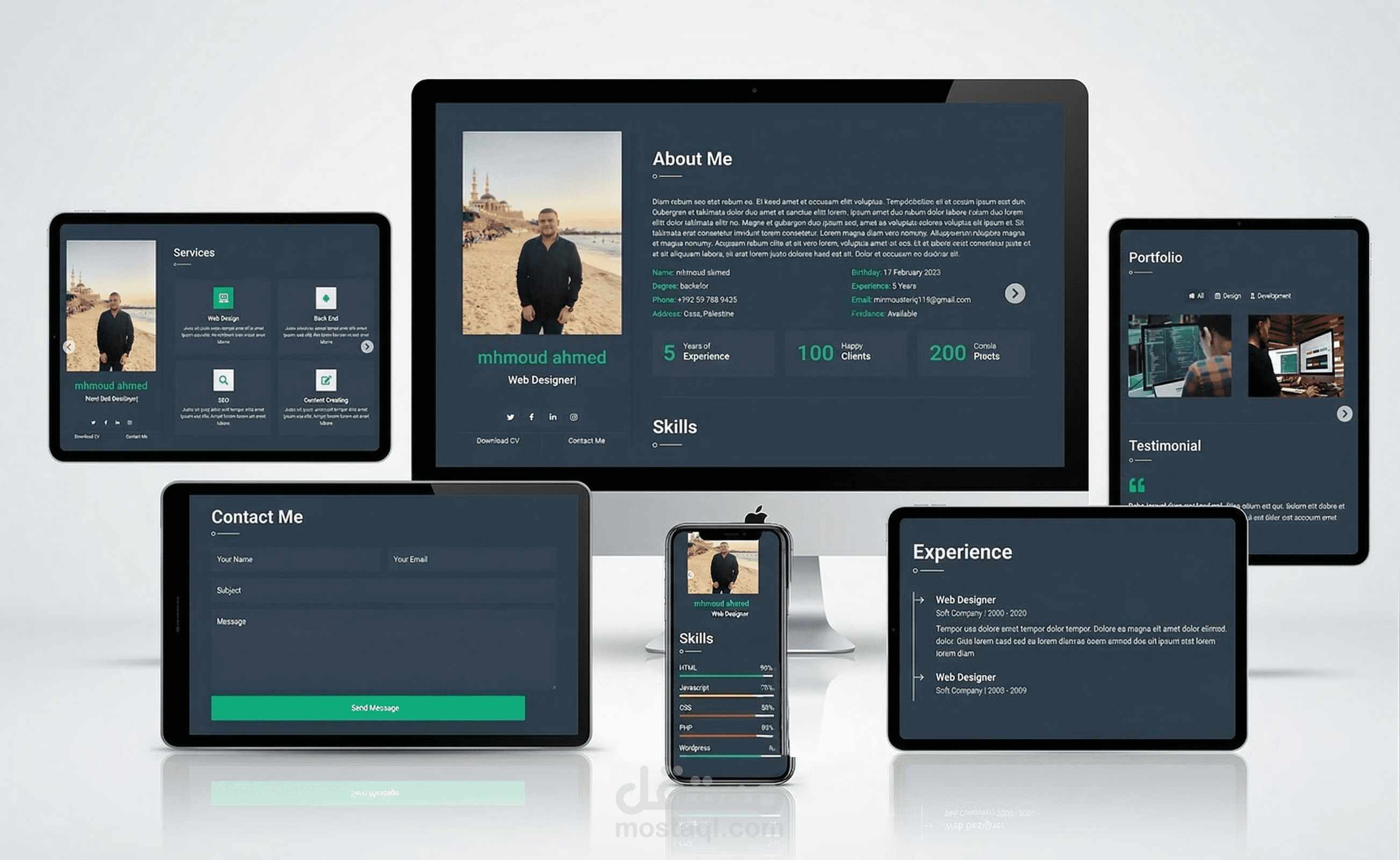 تصميم وبرمجة موقع تعريفي (Portfolio) عصري وسريع الاستجابة