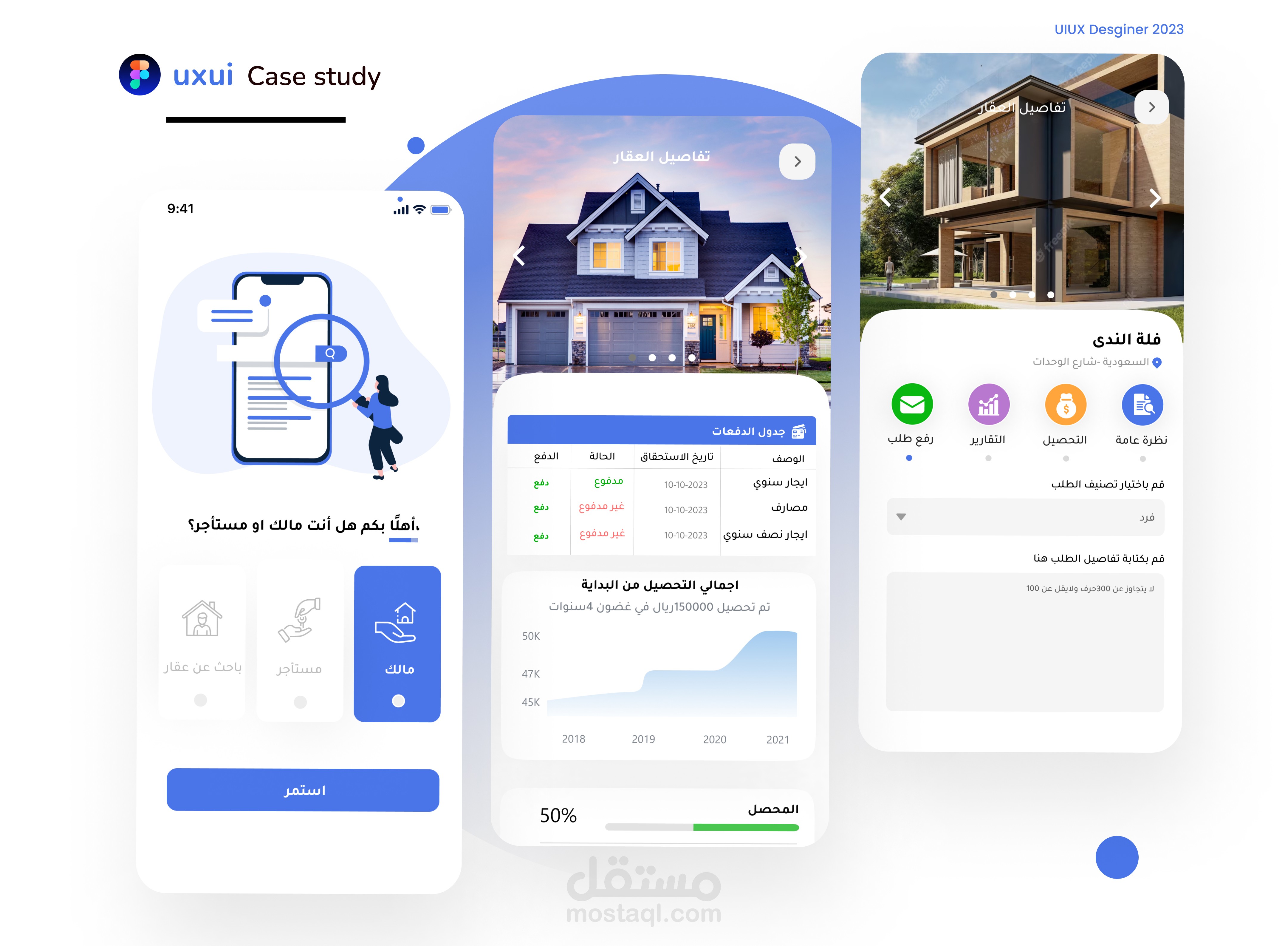تصميم UXUI لتطبيق عقاري للايجار