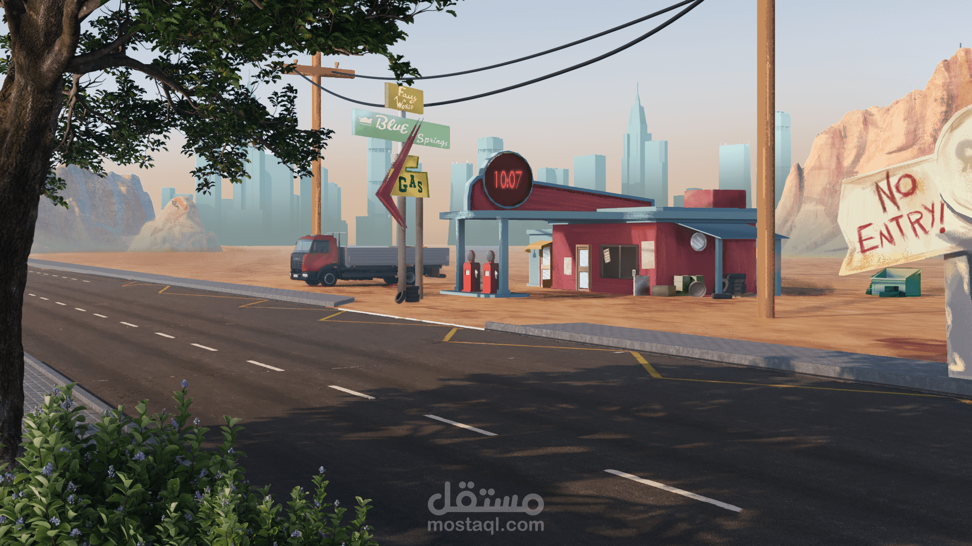 تصميم بيئة ثلاثية الأبعاد Stylized مع معالجة فنية بالرسم الرقمي