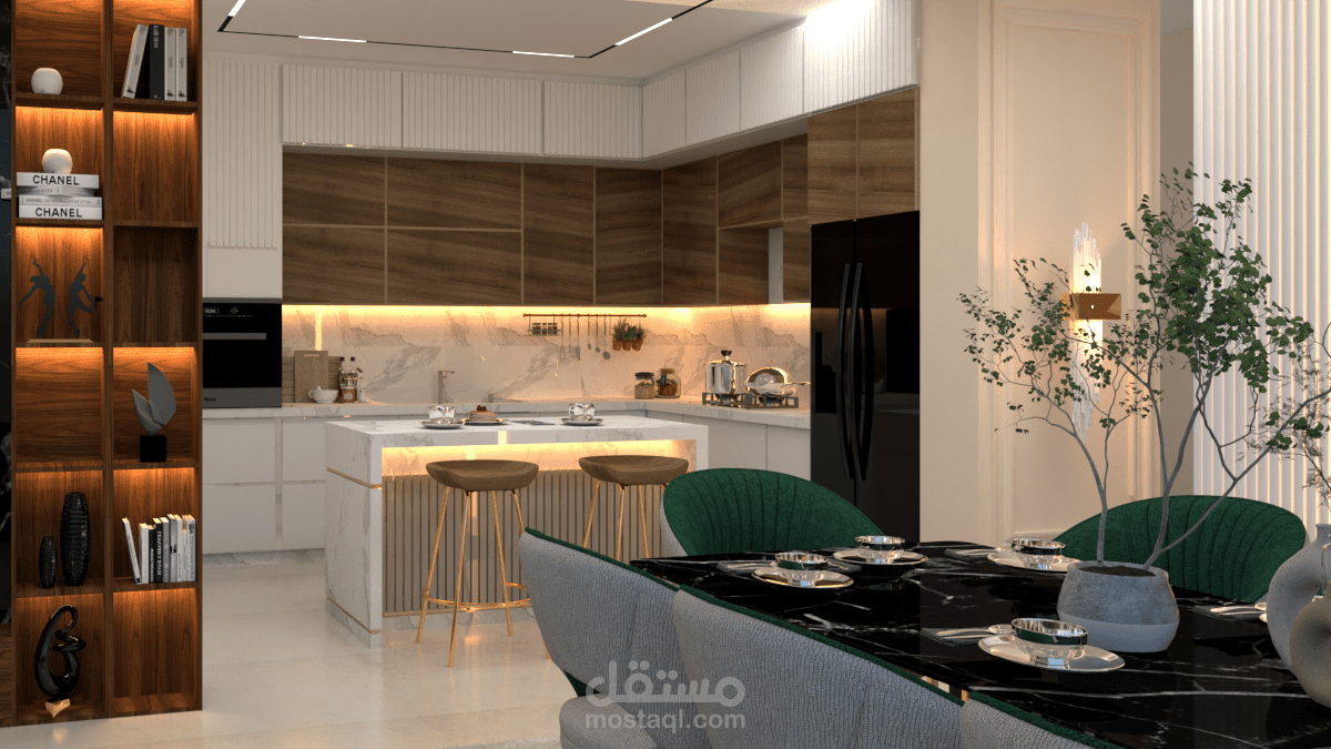 تصميم شقة سكنية مساحة 200 متر