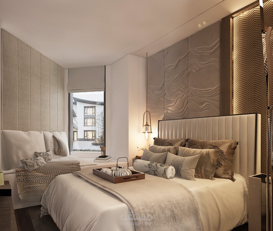 تصميم داخلي لغرفه نوم رئيسية  فندقية