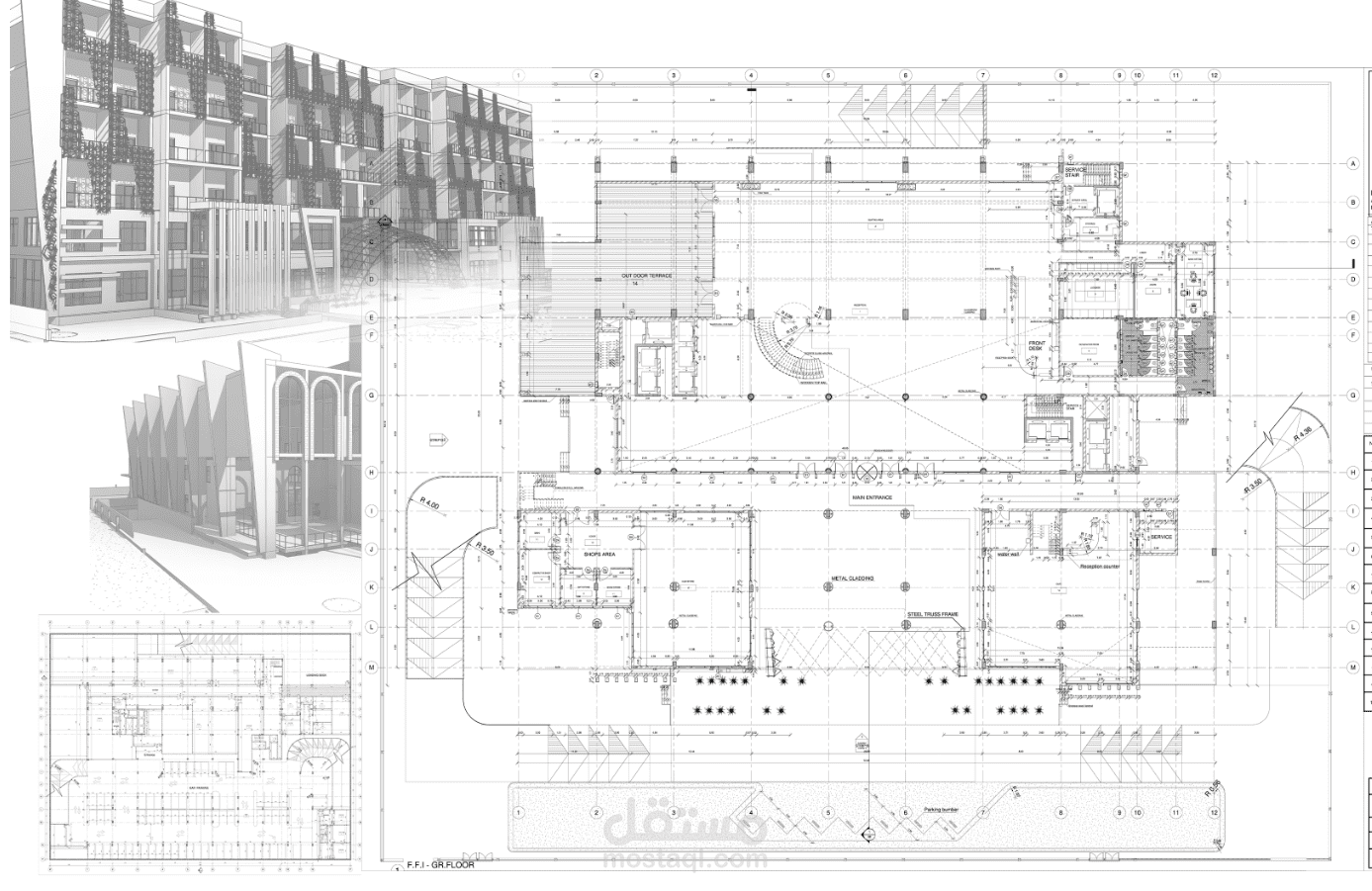 تصميم متكامل و رسومات تنفيذية لفندق