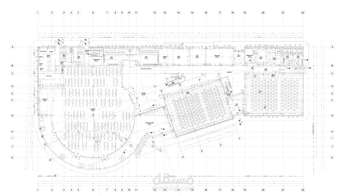 مخططات رسومات تنفيذيه و مساقط و قطاعات و تفاصيل  لتصميم كامب للطلاب لجامعه حلوان