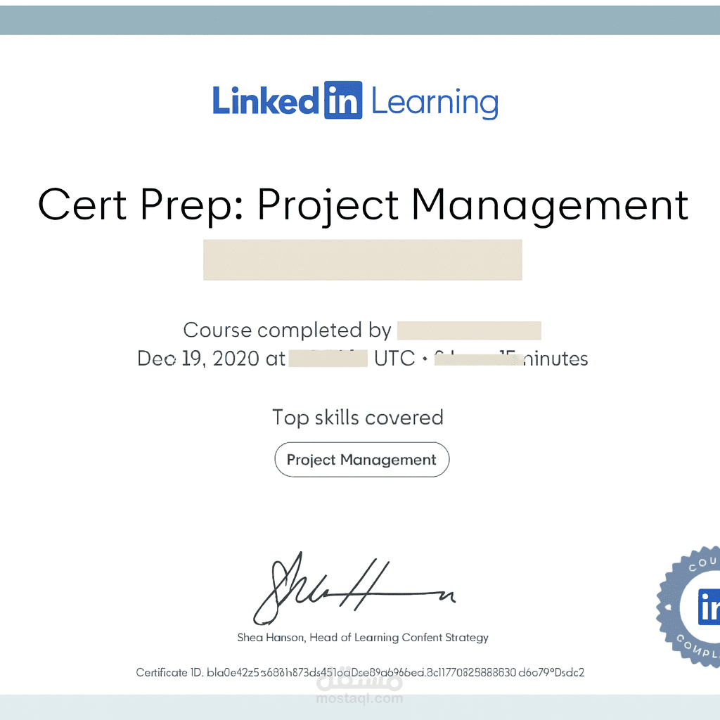 مدير مشاريع محترف (PMP) - خبير تخطيط وقيادة العمليات التشغيلية