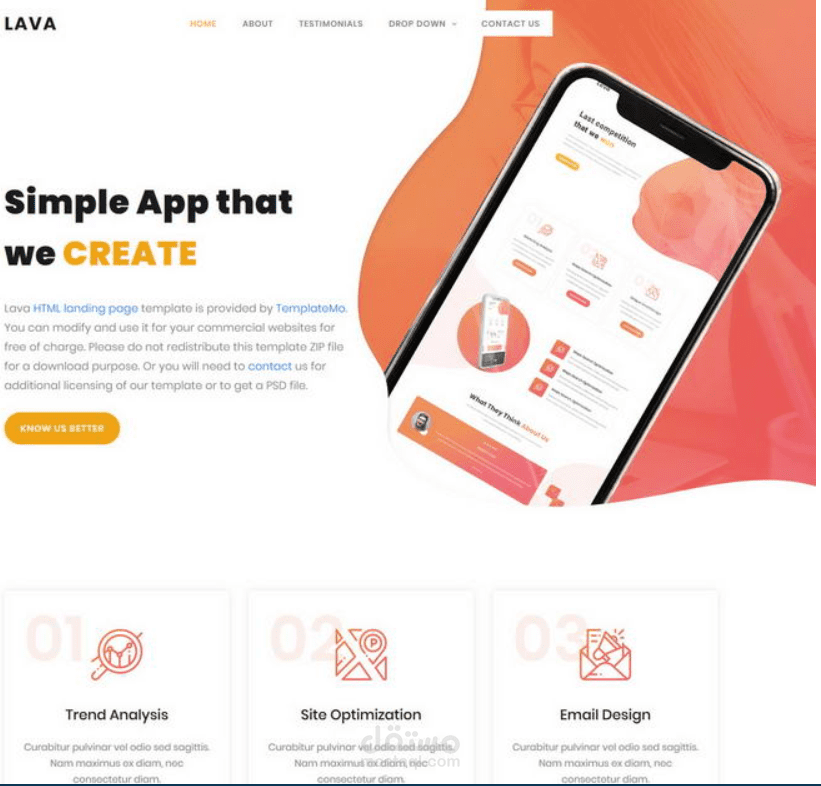 Lava Landing Page Template